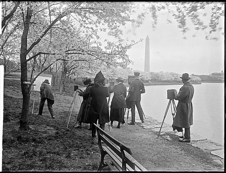 "Photographers shooting cherry blossoms, Washington D.C., April 7, 1922," by National Photo Company, Library of Congress Prints and Photographs Division.