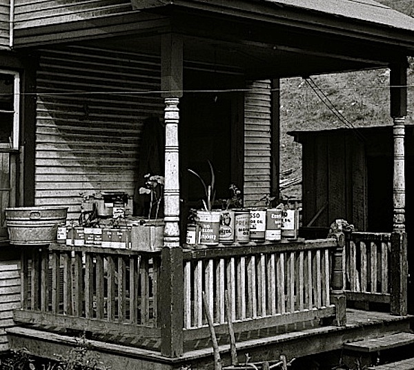 The Sunday porch/enclos*ure: detail, miner's house in Capels, W.V.,1938, by Marion Post Wolcott, via Library of Congress