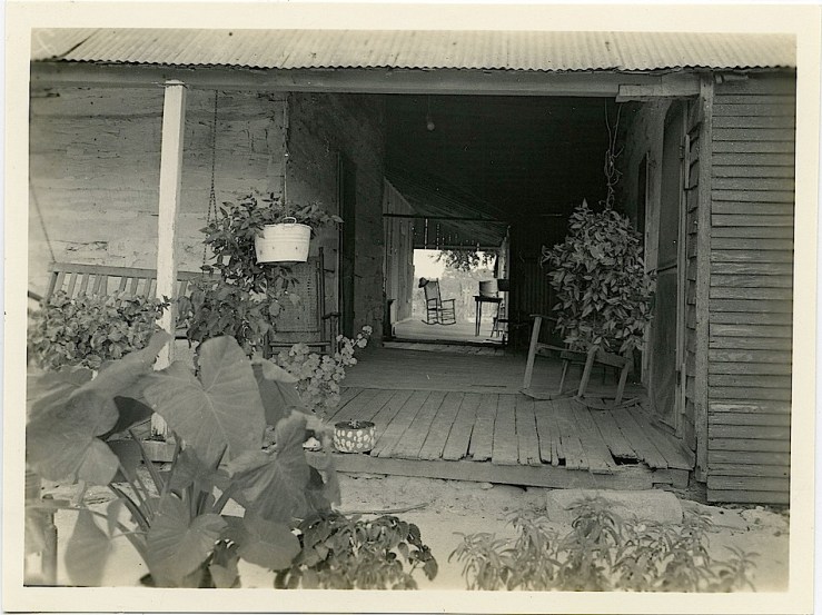 The Sunday porch/enclos*ure: dogtrot in Texas, 1935, probably by Fanny Ratchford, via Texas State Archives Commons on flickr