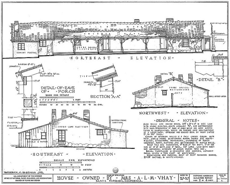 Vhay house, Santa Barbara CA, 1934, HABS, Library of Congress