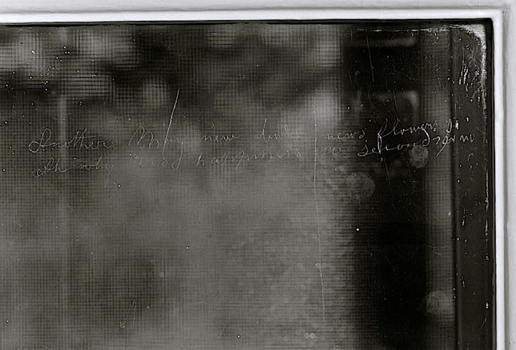Poem on window pane (detail), HABS, Library of Congress