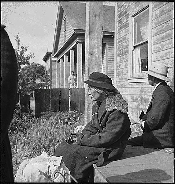 Japanese-American grandmother on porch 1942, U.S. National Archives