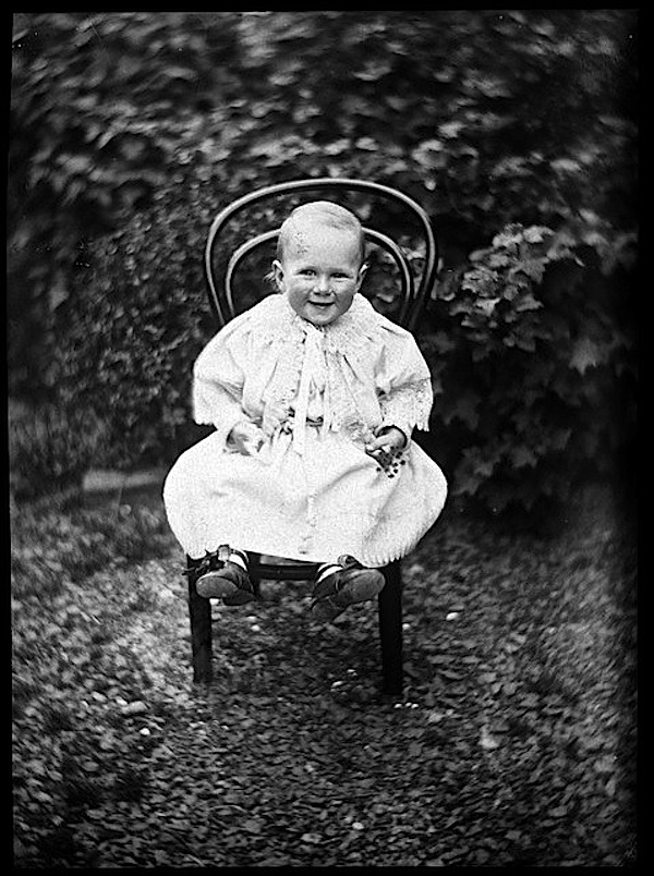 Williams baby on chair, by W. Williams, via Natl Library New Zealand