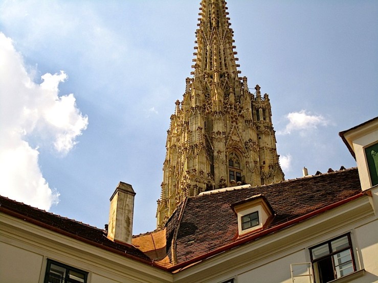 The south tower of St. Stephen's Cathedral in Vienna, by enclos*ure.