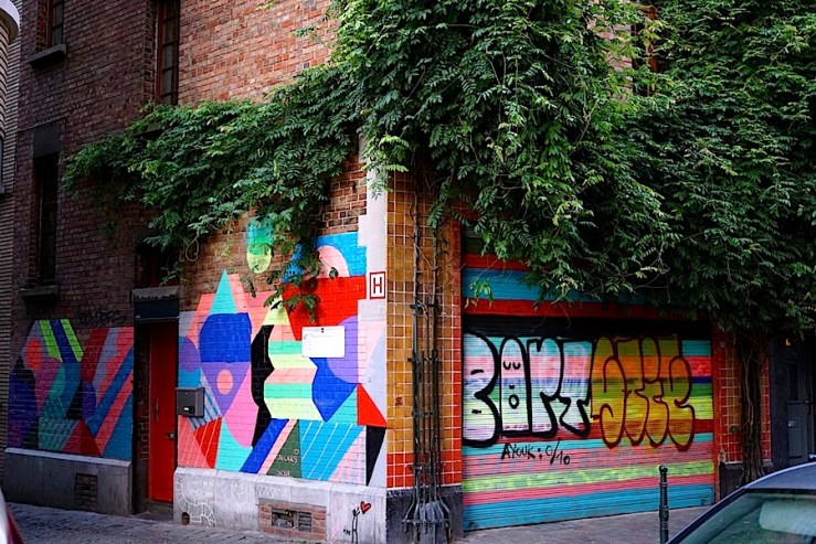 A vine-covered storefront, also along Rue de Flandre.