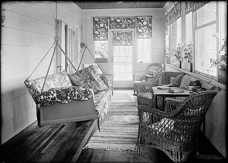 The Sunday porch:enclos*ure- cozy porch interior, ca. 1900, via Library of Congress