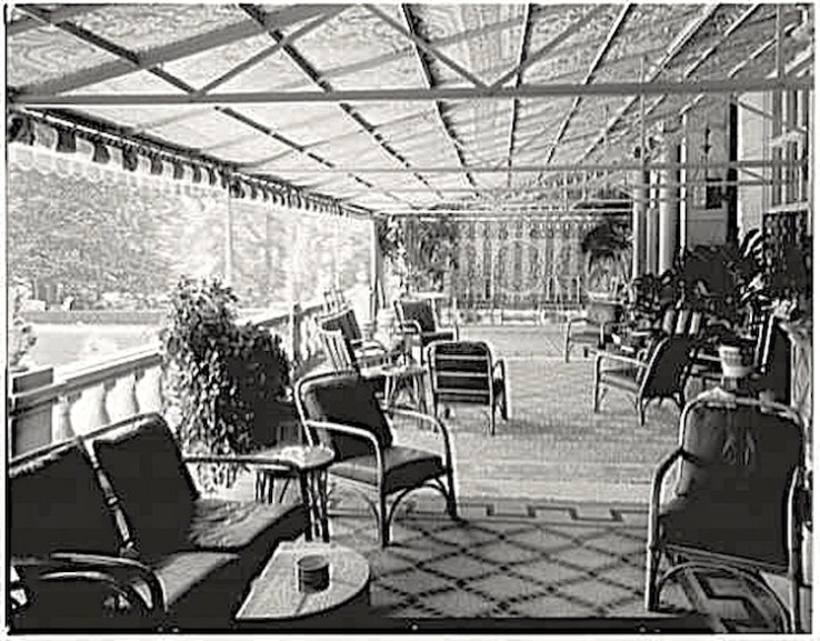 Wakehurst, Newport, RI, 1950s, via Library of Congress:The Sunday porch-enclos*ure
