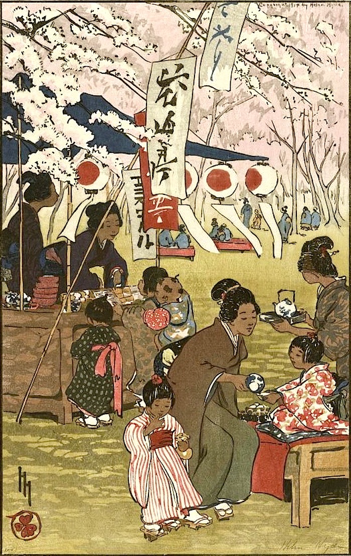 Under cherry blossoms, H. Hyde, via Library of Congress