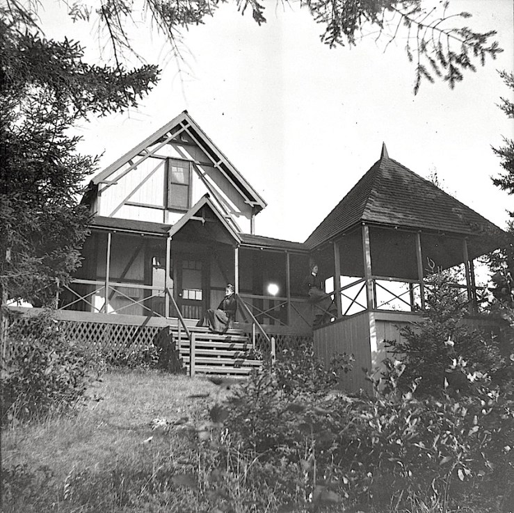 Summer porch, c.1900, by Theresa. Babb, via Camden Public Library