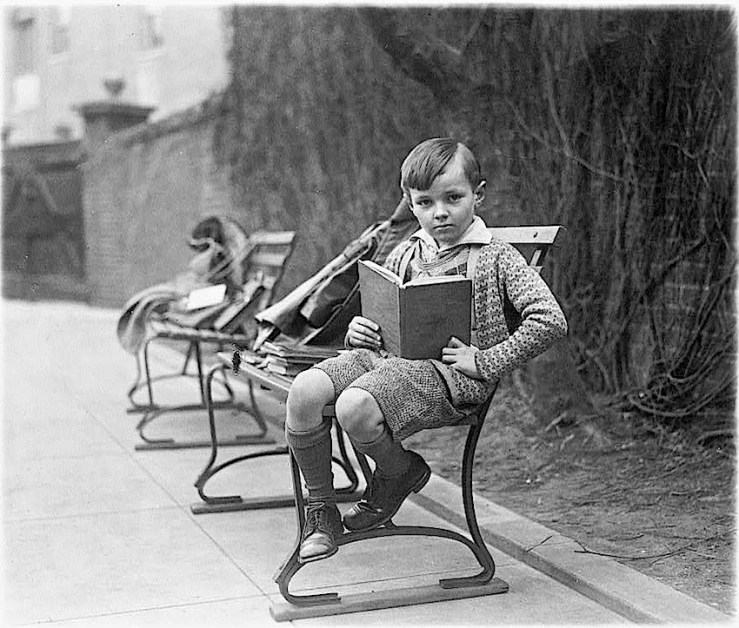 Boy reading a book, 1920, Library of Congress